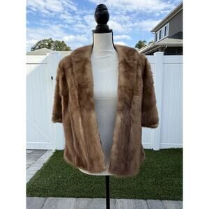 Vintage 1950s 60s Mink Fur Bolero Cape M. Solomon Retro Mid Century